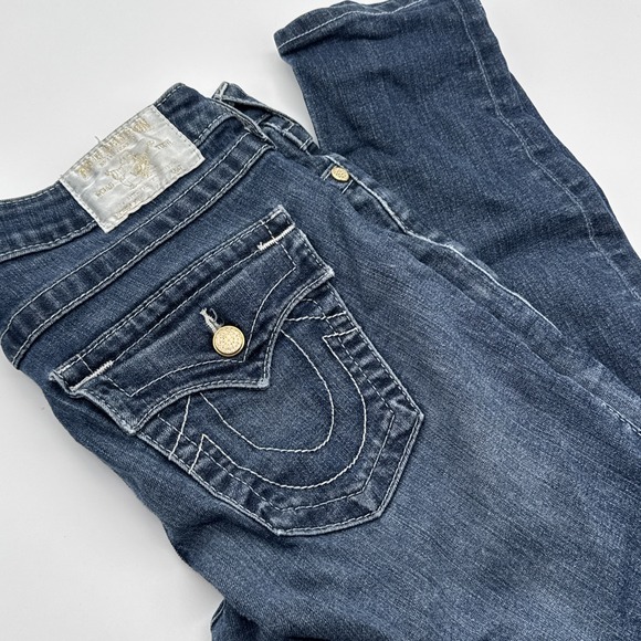 True Religion Blue Jeans Womens 29‎ (Actual 31 X 28) World Tour Julie Skinny - Picture 1 of 14